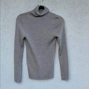 Oatmeal colored ribbed ling sleeve turtle neck. Incredibly soft